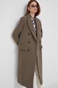 Płaszcze damskie - Sisley płaszcz wełniany kolor beżowy przejściowy dwurzędowy - miniaturka - grafika 1