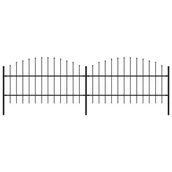 Ogrodzenia - vidaxl Panele ogrodzeniowe z grotami, stal, (0,75-1) x 3,4 m, czarne - miniaturka - grafika 1