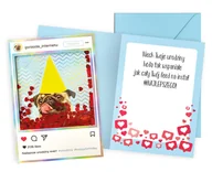 Kartki okolicznościowe i zaproszenia - Karnet B6 konfetti Urodziny mops - Kukartka - miniaturka - grafika 1