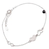 Bransoletki - Srebrna Bransoletka serduszka nieskończoność - miniaturka - grafika 1