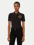 Koszulki sportowe damskie - Versace Jeans Couture Polo 78HAGT00 Czarny Regular Fit - miniaturka - grafika 1