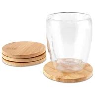 Obrusy i serwetki - Podstawki Pod Kubek Podkładki Drewniane Okrągłe 4 Szt. - miniaturka - grafika 1