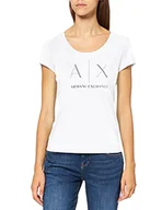 Koszulki i topy damskie - Armani Exchange Damska koszulka z logo ze strasu - miniaturka - grafika 1
