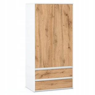 Nowoczesna Szafa Garderoba 90CM 2D2SZ Biała Wotan - Szafy - miniaturka - grafika 1