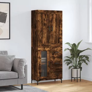 vidaXL Witrynka przydymiony dąb 69,5x34x180 cm materiał drewnopochodny - Witryny - miniaturka - grafika 1