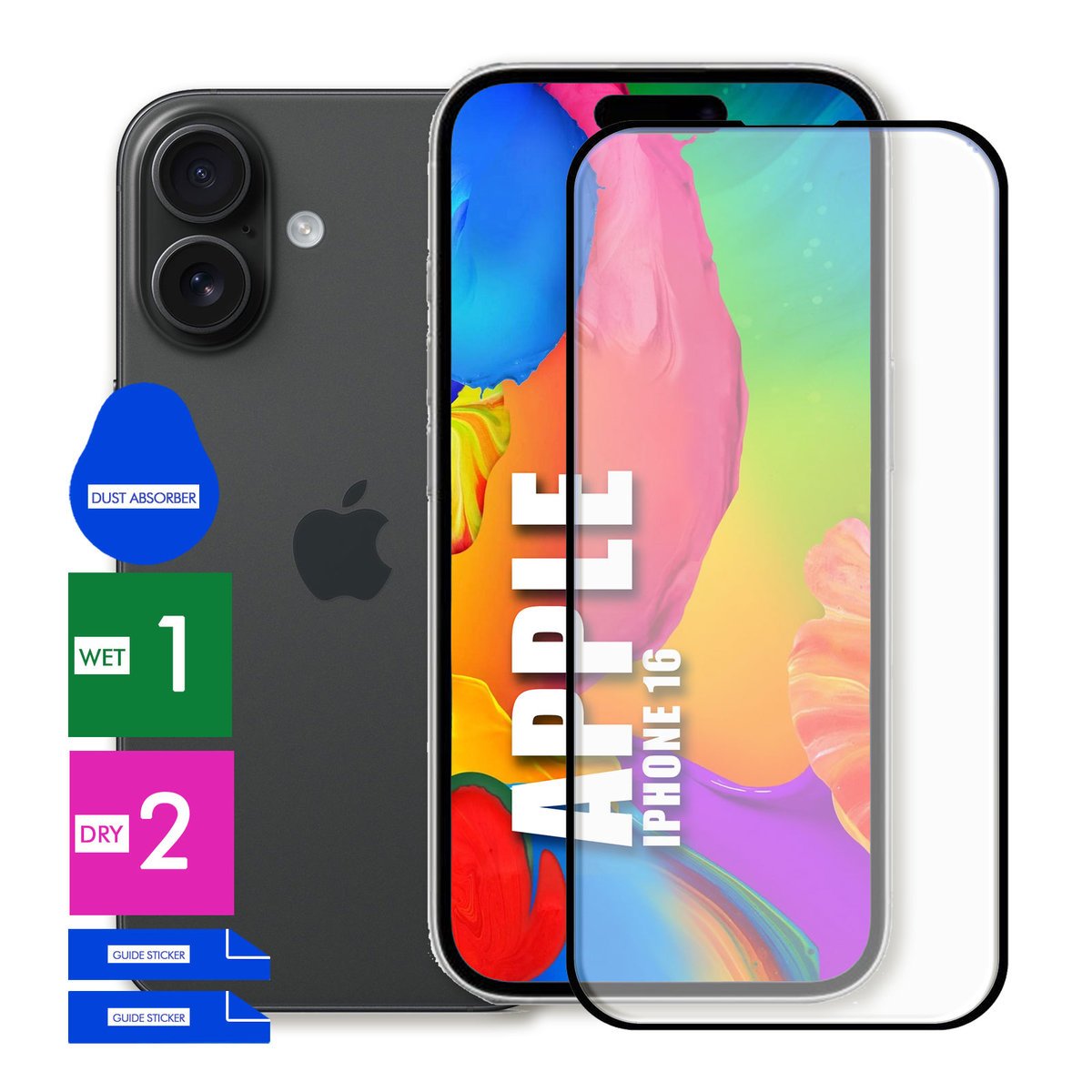 SZKŁO OCHRONNE DO APPLE IPHONE 16 HARTOWANE 9H PEŁNE CAŁY EKRAN 5D