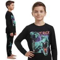 Piżamy chłopięce - Jurassic World BAWEŁNIANA, czarna piżama chłopięca, DWUCZĘŚCIOWA piżamka z długim rękawem 100% BAWEŁNA 11-12 lat 146/152 cm - sarcia.eu - miniaturka - grafika 1