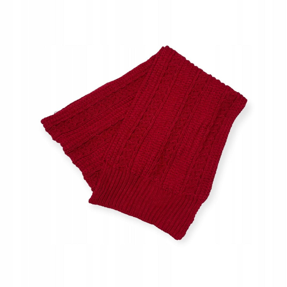 Czerwony ciep��y pleciony szal damski Uni One Size