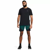 Spodnie sportowe męskie - Męskie spodenki treningowe Under Armour UA Peak Woven Hybrid Short - zielone - UNDER ARMOUR - miniaturka - grafika 1