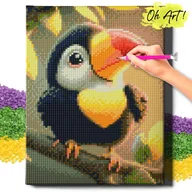 Zabawki kreatywne - HAFT DIAMENTOWY 5D z RAMĄ Mały tukan Diamond Painting Mozaika Dla Dzieci Ptaki Oh Art! - miniaturka - grafika 1