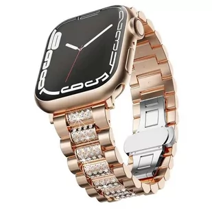 opaska pasek bransoleta DIAMONDS do Apple Watch 1/2/3/4/5/6/7/8/9/SE 38/40/41mm ROSE GOLD - Akcesoria do smartwatchy - miniaturka - grafika 1
