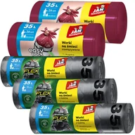 Worki na śmieci - Worki na śmieci Jan Niezbędny 3x Magnum Flex & Strong 35L + 2x Easy Pack wiśniowe 35 L (97 worków)) - miniaturka - grafika 1