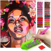 Malowanie po numerach - Haft Diamentowy ARTULIO, Obraz DIY 5D, Diamond Painting, Mozaika diamentowa 30x40cm (Zbliżenie na kobietę w wianku) + zestaw akcesoriów - miniaturka - grafika 1