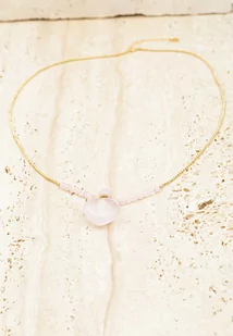 Złoto-Różowy Cienki Naszyjnik z Kryształową Zawieszką Fusitte - Naszyjniki - miniaturka - grafika 1