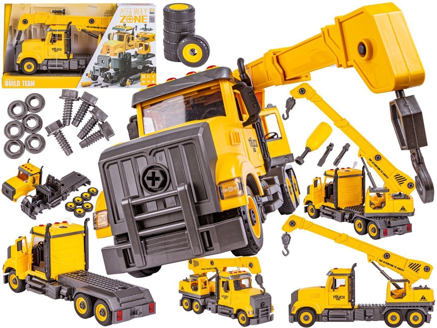 LeanToys Ciężarówka Ciągnik Tir do rozkręcania i skręcania Obrotowy Dźwig