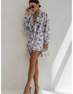 Krótki kombinezon z szyfonu z falbanami ARIELLA - wzór 2 - Kombinezony - miniaturka - grafika 1