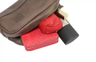 Skórzana Kosmetyczka Prostokątna MAGRE (PL) Skóra Naturalna Licowa Adrian DeLuxe JASNY BRĄZOWY Tekstura 24 x 17 x 10 [cm] - Kosmetyczki, organizery i kuferki - miniaturka - grafika 3