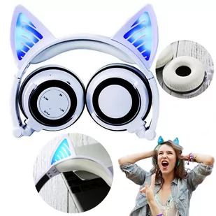 Słuchawki dla dzieci kocie uszy bluetooth b39 led czarne - Słuchawki - miniaturka - grafika 2