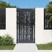 Bramy garażowe - vidaXL Furtka ogrodowa, antracytowa, 105x180 cm, stal, motyw bambusa - miniaturka - grafika 1