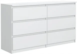 Komoda 120CM 6 Szuflad Biała Sypialnia - Komody - miniaturka - grafika 1