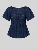 Koszulki i topy damskie - T-shirt o kroju slim fit z głębokim dekoltem w serek model 'SMILLA' - miniaturka - grafika 1