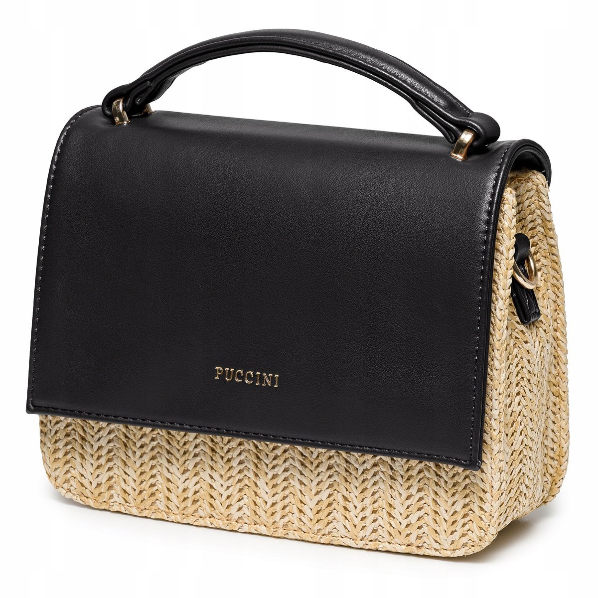 PUCCINI Torebka Damska Mała Kuferek Koszyk Boho Letnia Czarna BK1251014M-1