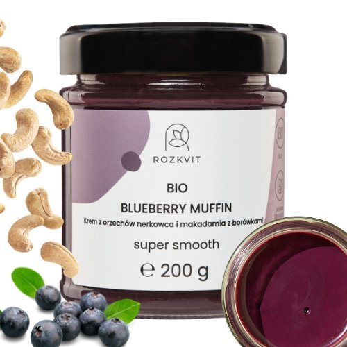 BIO Krem Blueberry Muffin 200g - Nerkowce, Makadamia, Borówki