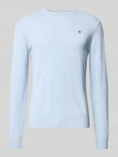 Sweter z dzianiny z czystej wełny jagnięcej z prążkowanymi wykończeniami - Swetry męskie - miniaturka - grafika 1