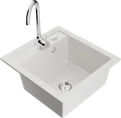 Zlewozmywaki z baterią - Mexen Vito zlewozmywak granitowy 1-komorowy z baterią kuchenną Telma, biały - 6503-20-670200-00 - miniaturka - grafika 1