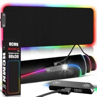 Podkładki pod mysz - DUŻA PODKŁADKA POD MYSZKĘ GAMINGOWA PODŚWIETLANA RGB HUB USB XXL 80x30cm - miniaturka - grafika 1