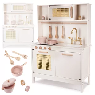 Kuchnia drewniana MDF retro z akcesoriami BOHO KX6284 - Zabawki AGD - miniaturka - grafika 2