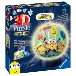Ravensburger PUZZLE 3D Puzzle 11180 - Nachtlicht Puzzle-Ball Minions - 72 Teile - ab 6 Jahren, LED Nachttischlampe mit Klatsch-Mechanismus: Erlebe Puzzeln in der 3. Dimension 11180 - Puzzle - miniaturka - grafika 1