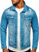 Kurtki męskie - Niebieska jeansowa kurtka męska Bolf 3-4 - miniaturka - grafika 1