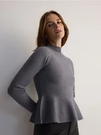 Swetry damskie - Reserved - Sweter z baskinką - szary - miniaturka - grafika 1