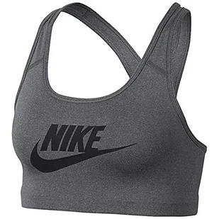 Nike Swoosh Futura Bra biustonosz sportowy szary Grau (Carbon Heather/Black/091) L - Biustonosze - miniaturka - grafika 1