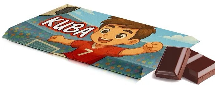 Czekolada personalizowana z imieniem - sportowy motyw piłkarza