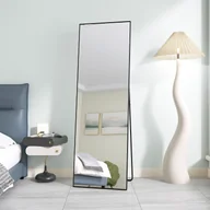 Lustra - Lustro stojące Fortuna Lai ze złotą metalową ramą 165x60 cm, duże lustro HD do garderoby, prostokątne, wysokie lustro do salonu lub garderoby, czarne - miniaturka - grafika 1