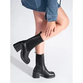 Botki damskie - Botki czarne sztyblety wysokie Sergio Leone - miniaturka - grafika 1