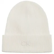 Czapki damskie - Czapka CK Embroidery Fine Rib Beanie Lily White K60K612590 YAJ (CK554-c) Calvin Klein - miniaturka - grafika 1
