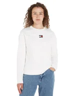 Bluzy damskie - Tommy Hilfiger Bluza Damska Tjw Tommy Center Badge Crew Ecru Dw0Dw10402 Ybl S - miniaturka - grafika 1
