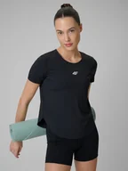 Koszulki sportowe damskie - 4F Koszulka treningowa regular szybkoschnąca damska - czarna XS - miniaturka - grafika 1