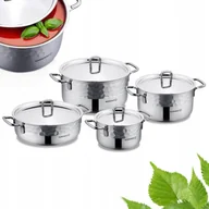 Zestawy garnków i patelni - ZESTAW GARNKÓW 8EL. STAL NIERDZEWNA 4 GARNKI POKRYWY KPL ERNA A1963 - miniaturka - grafika 1