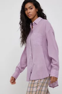 Koszule damskie - Lee koszula damska kolor fioletowy relaxed z kołnierzykiem klasycznym - grafika 1
