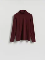 Koszulki męskie - Reserved - Bawełniany longsleeve z golfem - brązowy - miniaturka - grafika 1