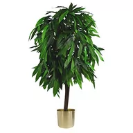 Sztuczne drzewka - Leaf Design UK Sztuczna roślina mango / drzewo, zielony i złoty, 120 cm - miniaturka - grafika 1