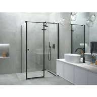 Kabiny prysznicowe - BESCO PPP-108-195B PIXA BLACK NEW kabina prostokątna przejrzyste szkło 100 x 80 x 195 prawa - miniaturka - grafika 1