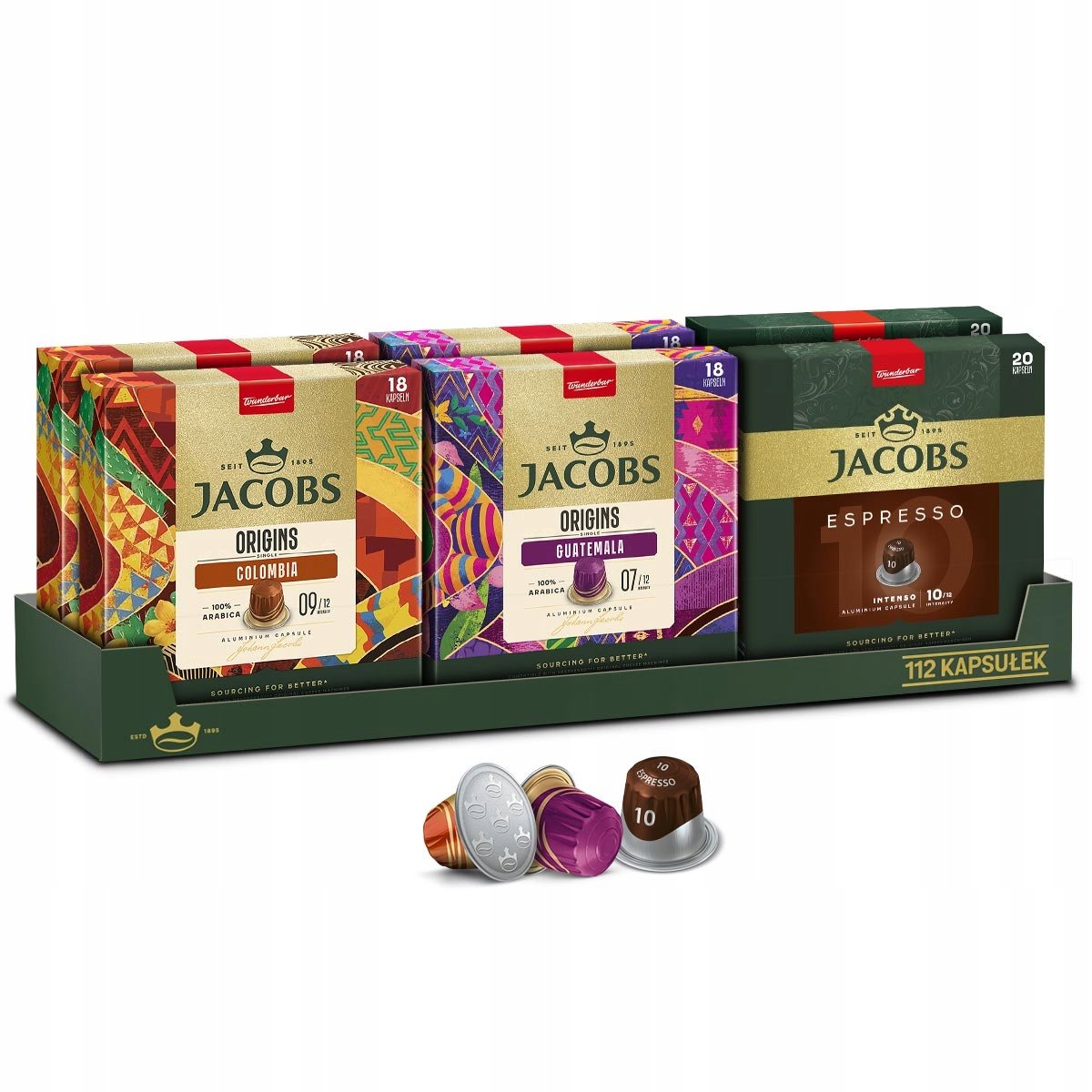 Kapsułki Jacobs do Nespresso(r)* Espresso, Colombia, Guatemala 5+1 Gratis!
