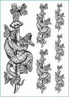 Prace ręczne dla dzieci - Tatuaże tymczasowe zmywalne, WĄŻ I MOTYLE, arkusz A4 - miniaturka - grafika 1