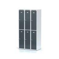 Szafki BHP - Alfa 3 Szafka ubraniowa 6-drzwiowa, drzwi antracytowe, zamek obrotowy 1261705 - miniaturka - grafika 1