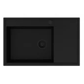 Zlewozmywaki - PYRAMIS CAMEA (79x50) 1B 1D (komora LEWA) volcano (czarny mat) | BLACK EDITION + wkładka  (70168402) - miniaturka - grafika 1